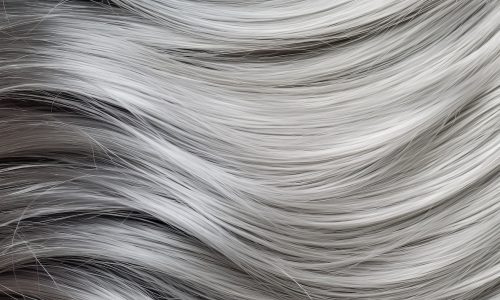 close-up of a grey hair, captured with a nikon d750 camera. this photo showcases a color field style, with light shades of white and black. the organic material of the hair forms playful and streamlined shapes, while an electric color adds a vibrant touch to the composition. ai generated